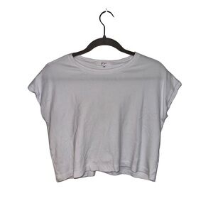 Gaze White Boxy Crop T-Shirt with Cap Sleeves